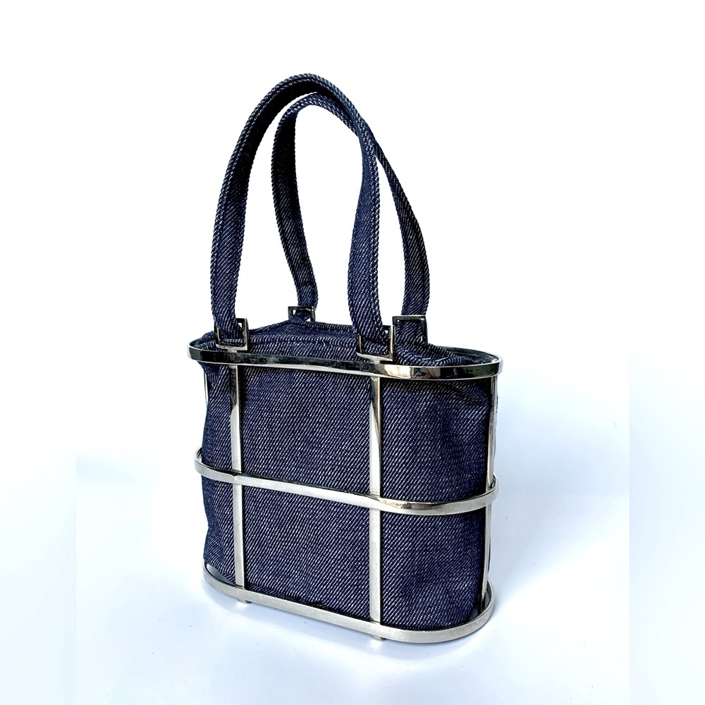 Vintage Denim/Metal Cage Mini Purse